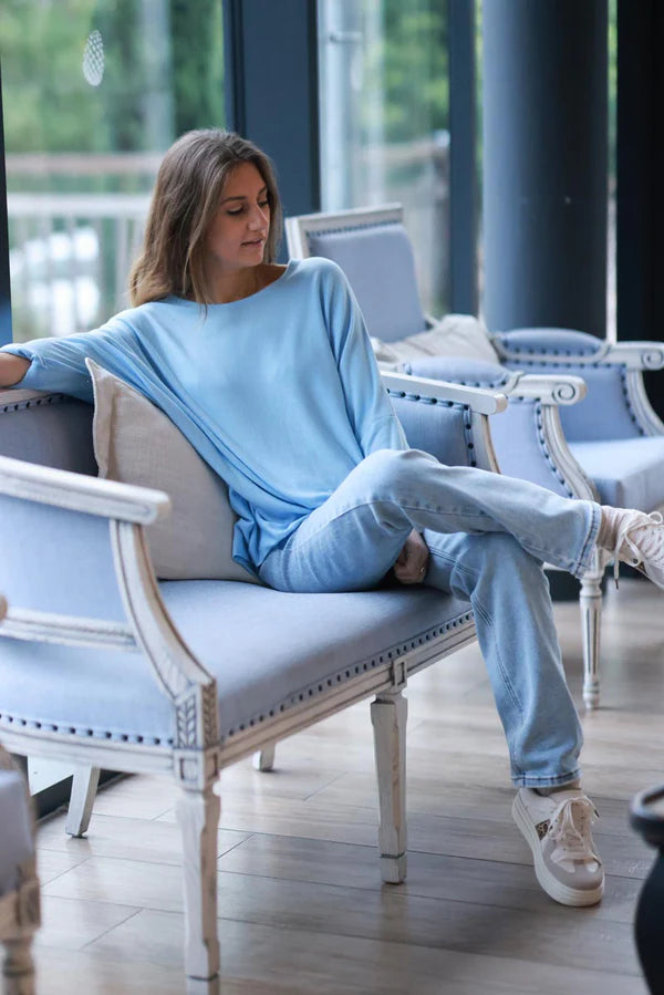 Baby Blue Oversized Batwing Sweater