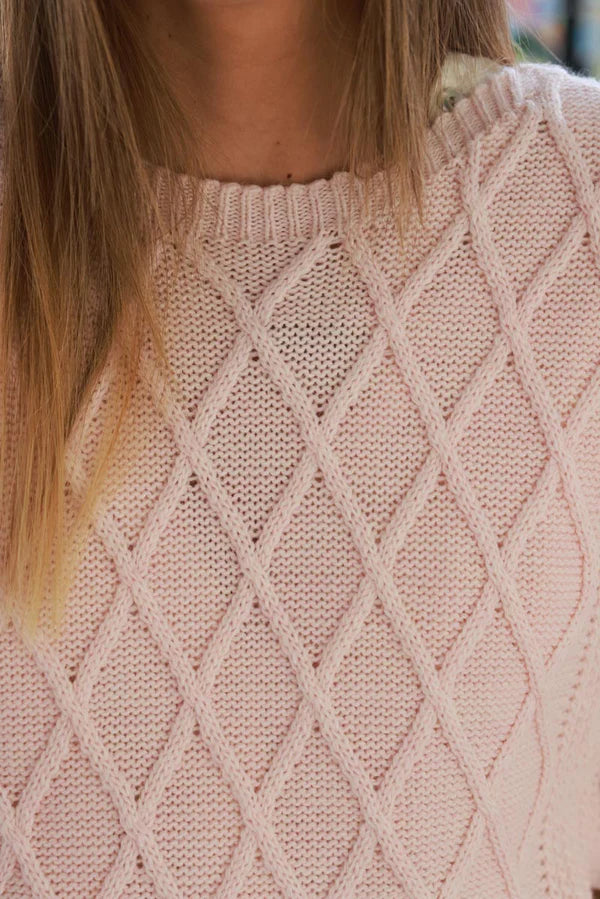 Baby Pink Trellis Knit Sweater Vest