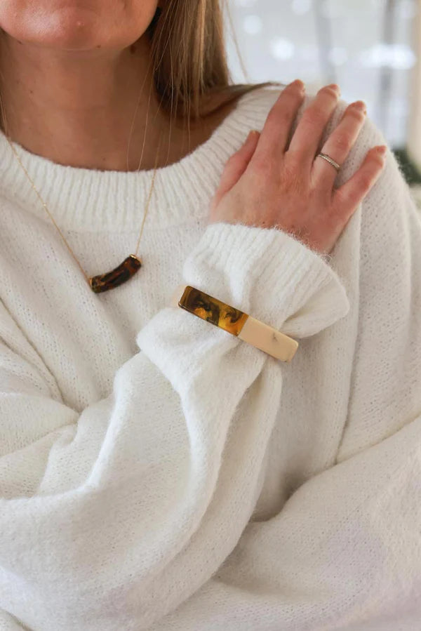 Beige Hexagon Resin Bracelet