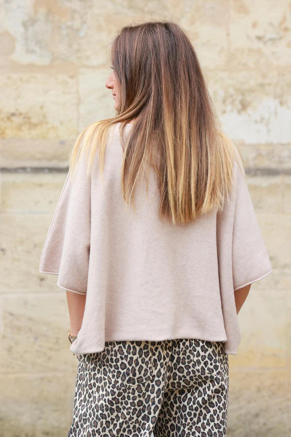 Beige Knit Batwing Sweater