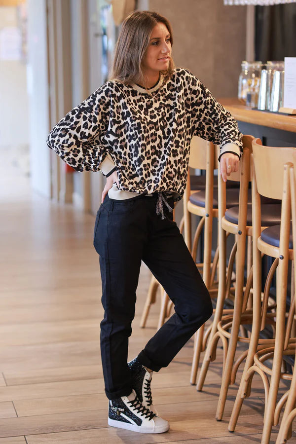 Beige Leopard Print Sweatshirt