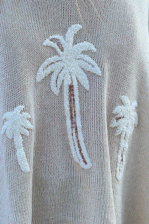 Beige Textured Palm Slouchy Knit Sweater