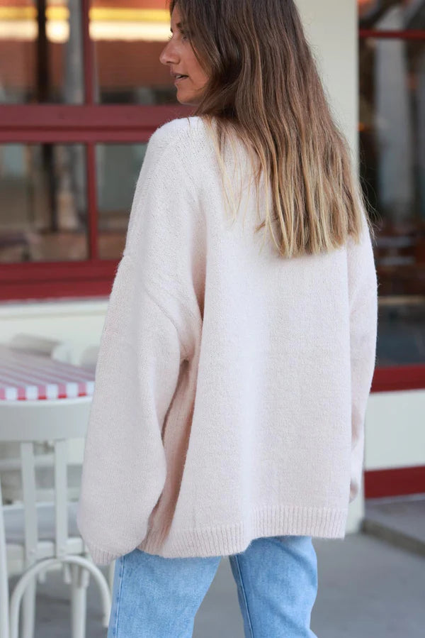 Extra Light Pink Wool Blend Slouchy Sweater