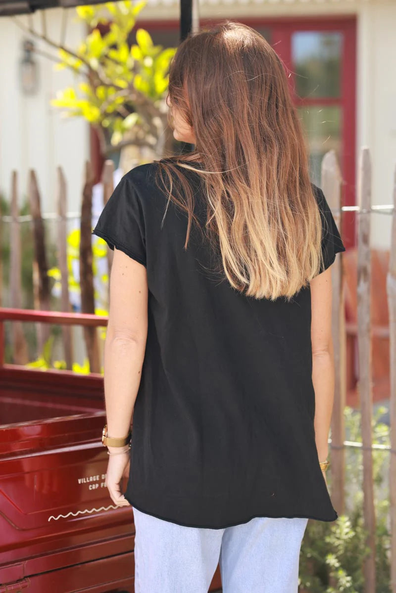 Black Etoile White Star V-Neck Tee