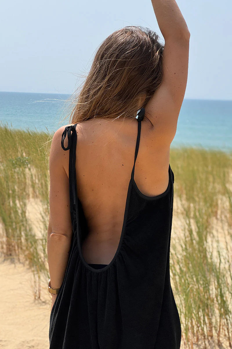 Black Gauze Tie-Shoulder Playsuit