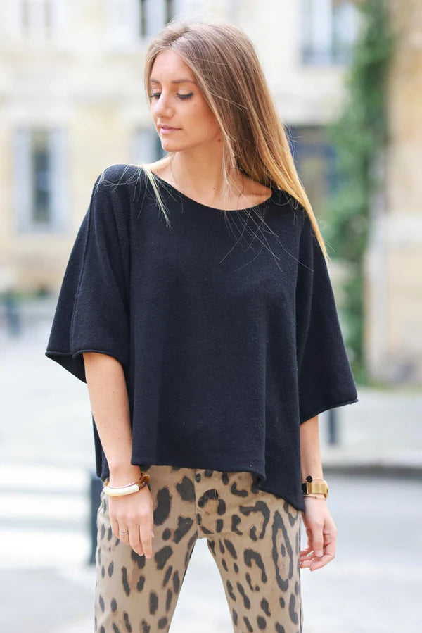 Black Knit Batwing Sweater