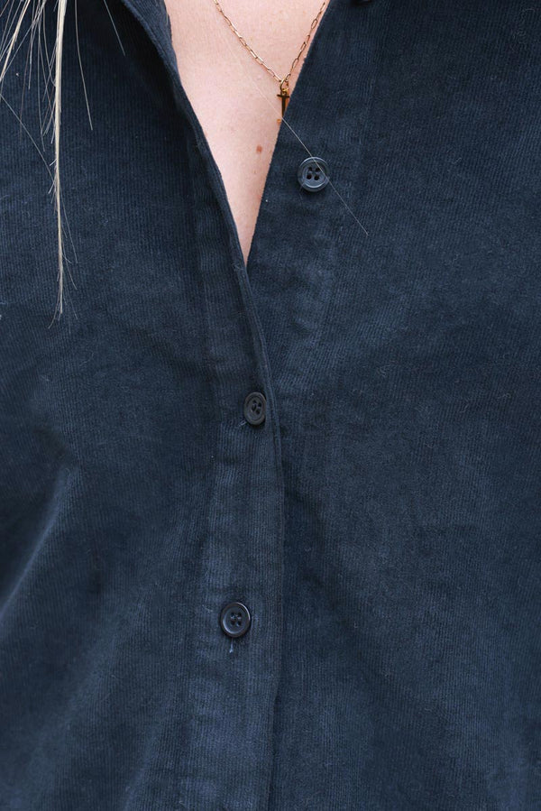 Black Pinwale Corduroy Button-Down Shirt