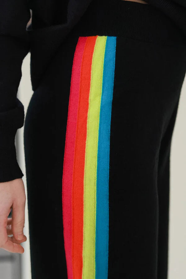 Black Rainbow Stripe Knit Lounge Pants