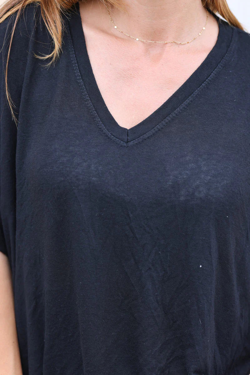 Black Relaxed Fit Batwing Super Soft T-shirt