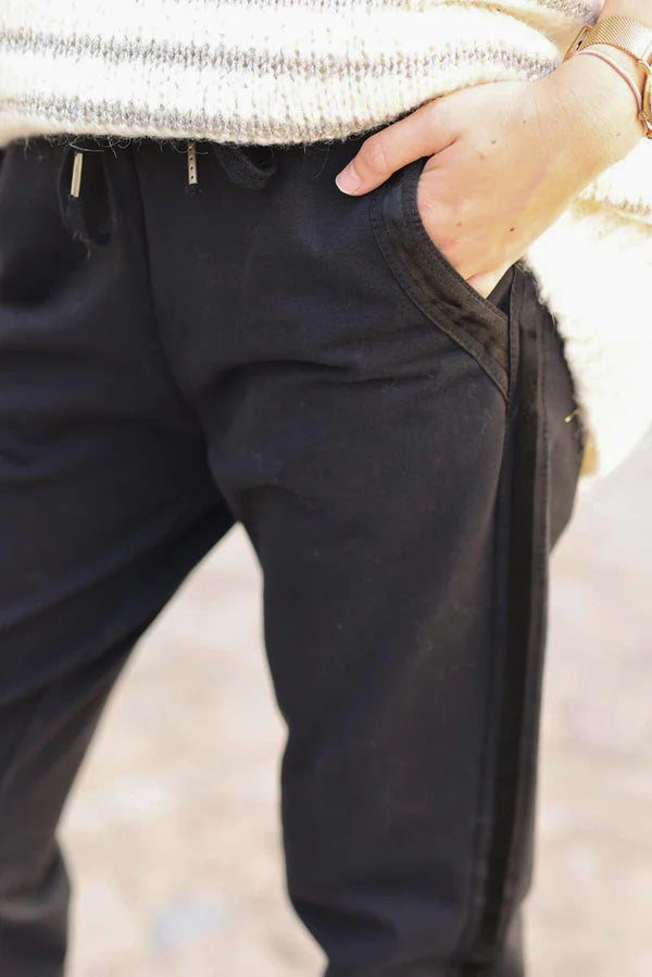 Black Sweatpants with Satin Outseams