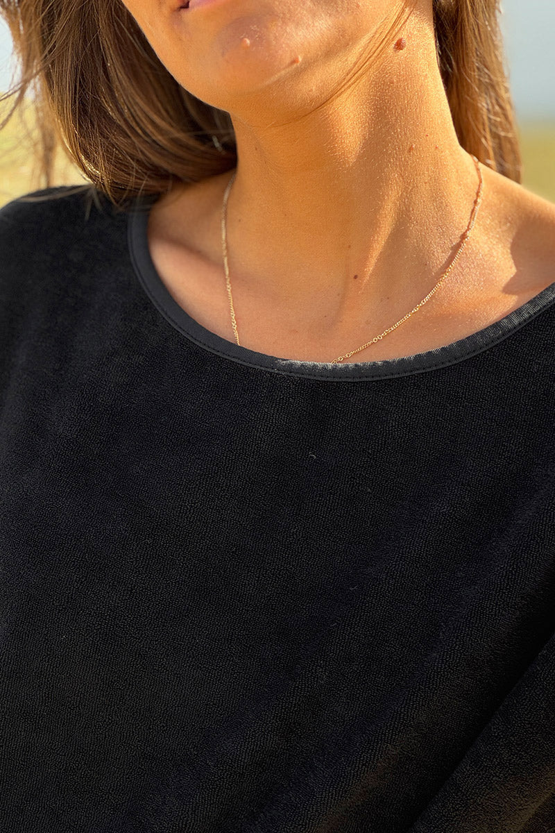 Black Terry Cloth Blouse