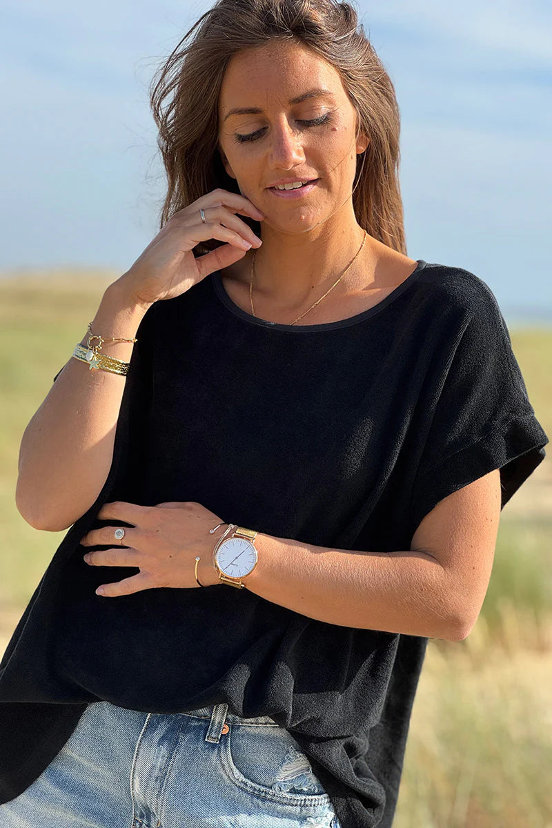 Black Terry Cloth Blouse