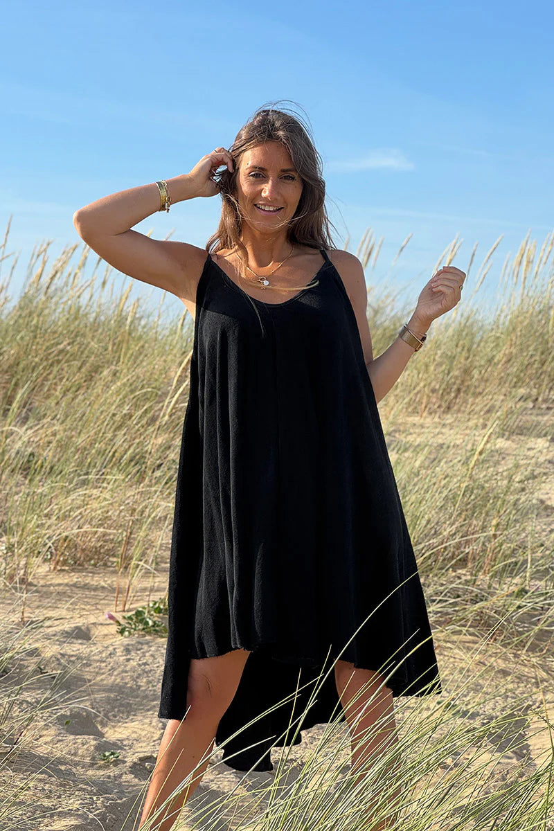 Black Terry Cloth Swing Dress
