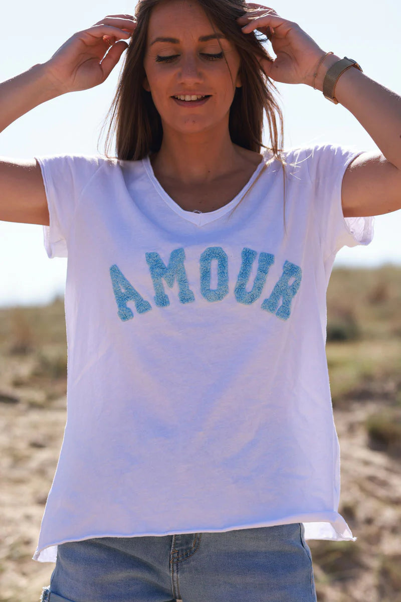 Blue “Amour” Collegiate Tee