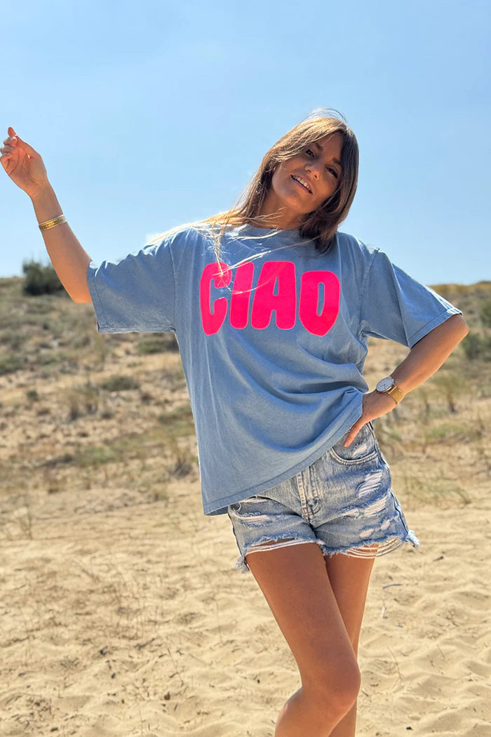 Blue “CIAO” Italian Tee