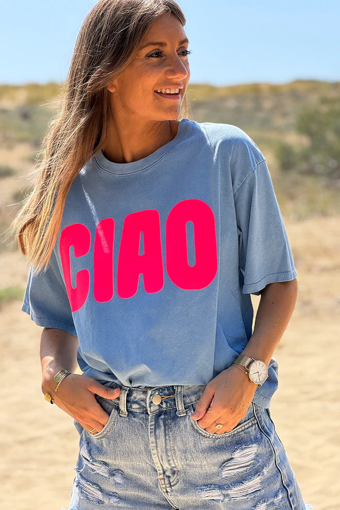 Blue “CIAO” Italian Tee