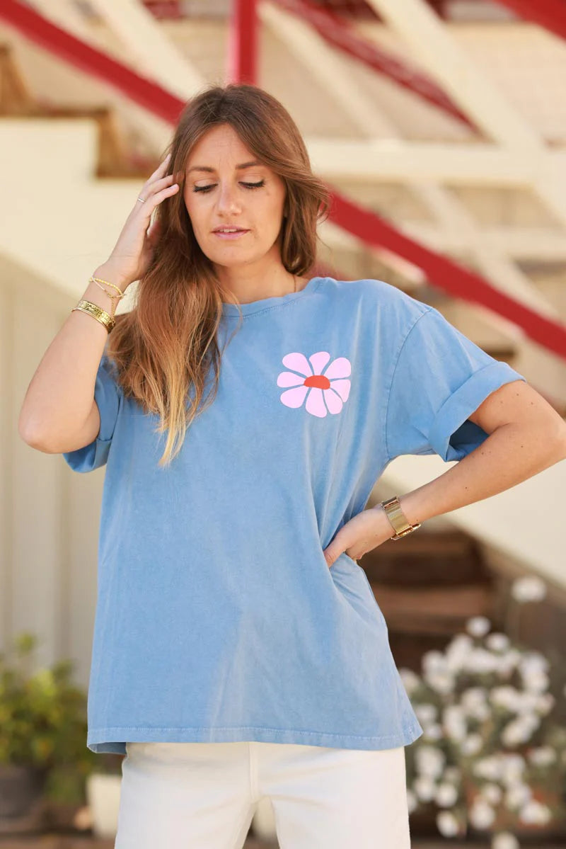 Blue Hibiscus Surf Style Tee