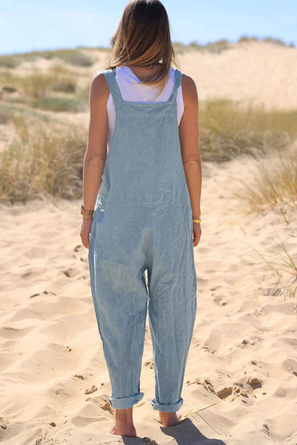 Blue Jean Cotton and Linen Flowing Overalls