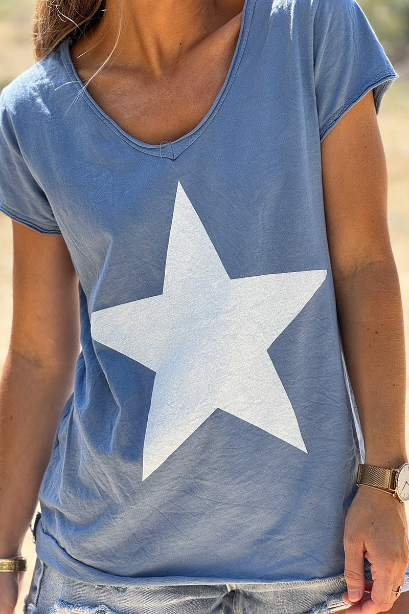Blue Star Lightweight V-Neck Tee