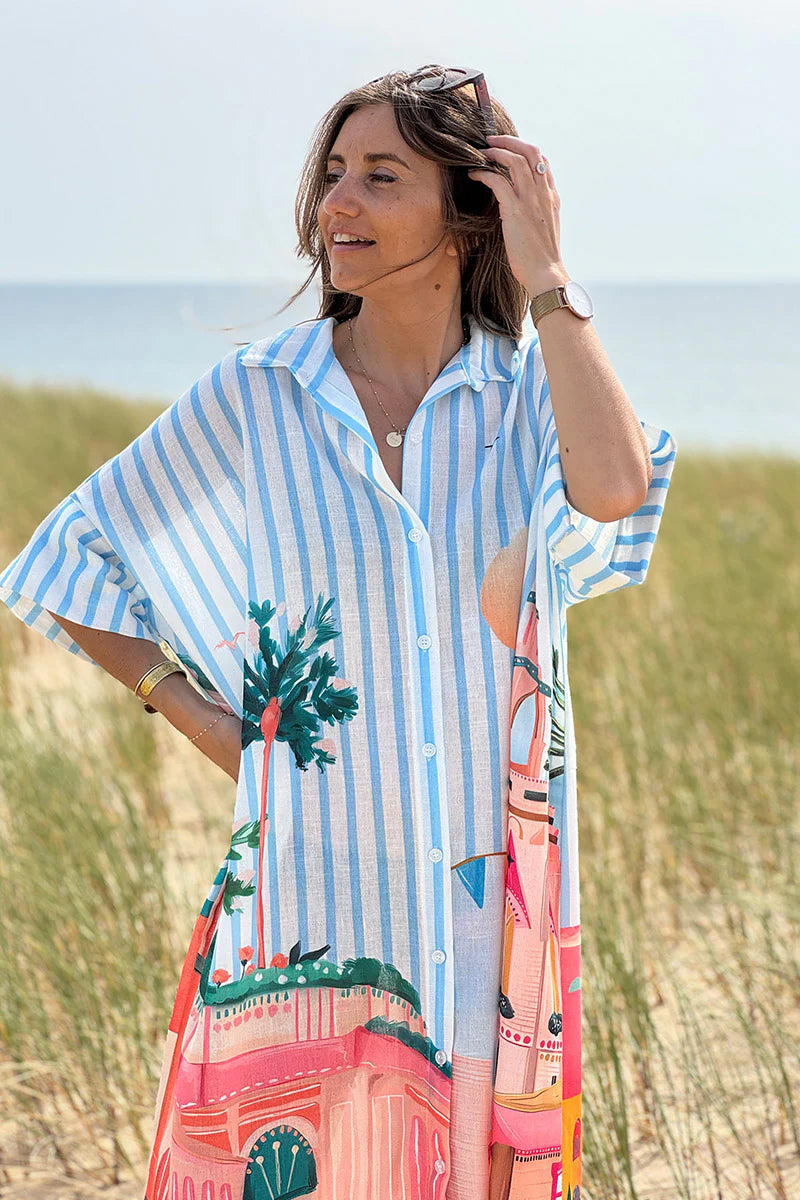 Blue Stripe Moroccan Breeze Cabana Dress