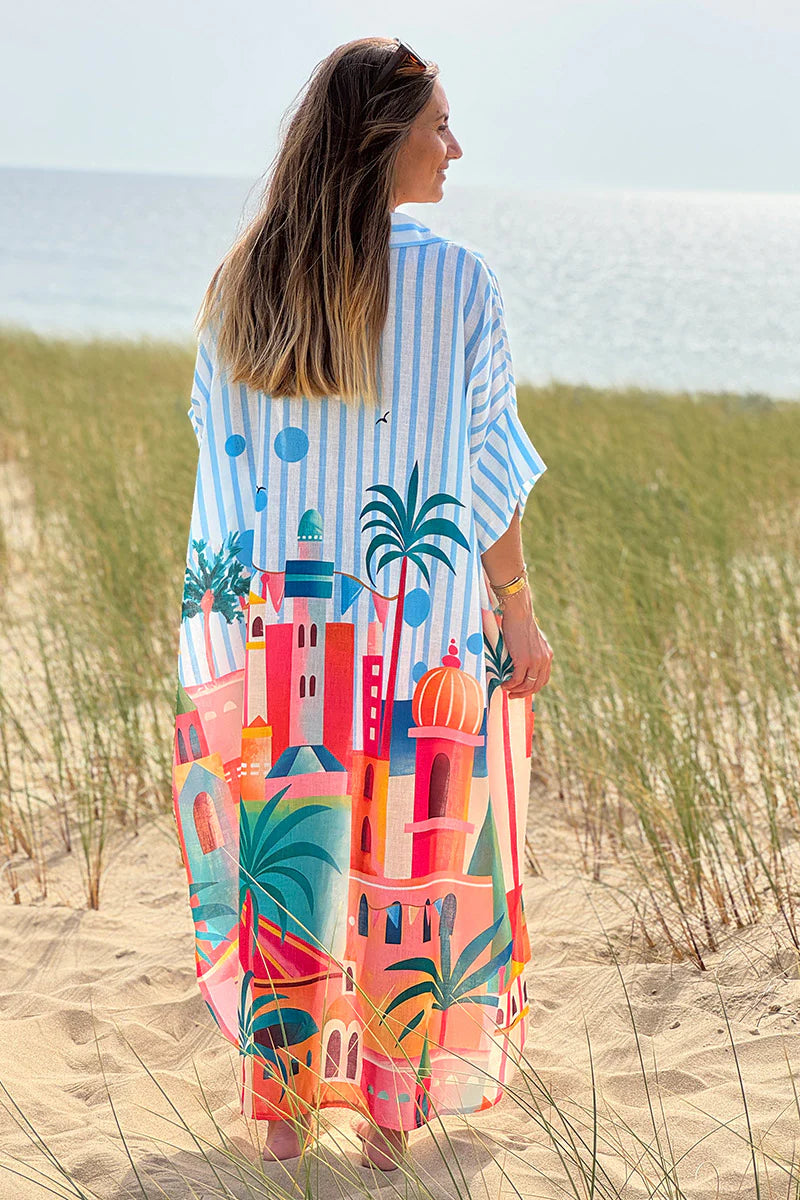 Blue Stripe Moroccan Breeze Cabana Dress