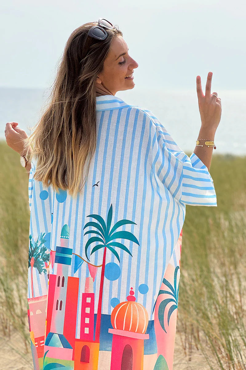 Blue Stripe Moroccan Breeze Cabana Dress