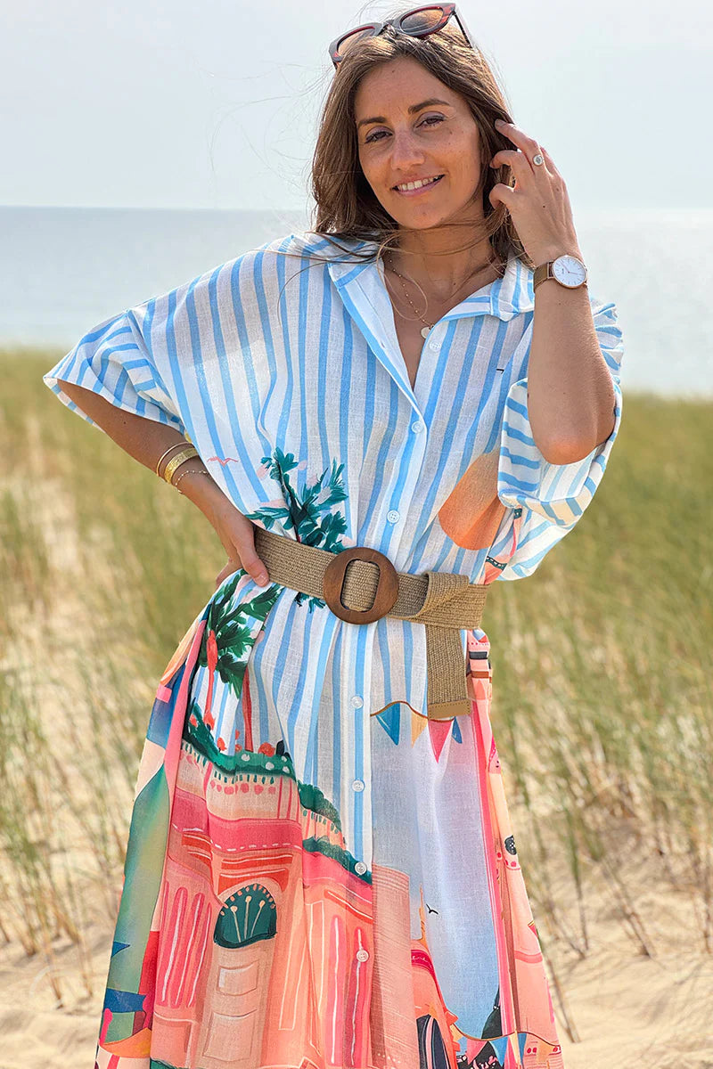 Blue Stripe Moroccan Breeze Cabana Dress