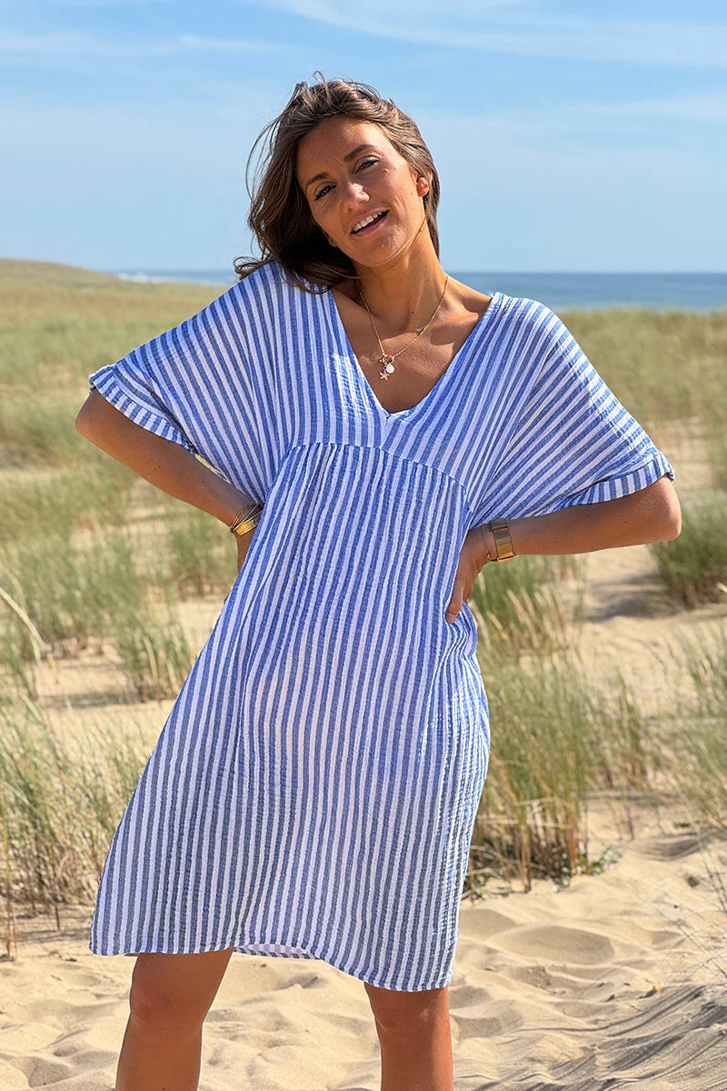 Blue Striped Gauze Sundress