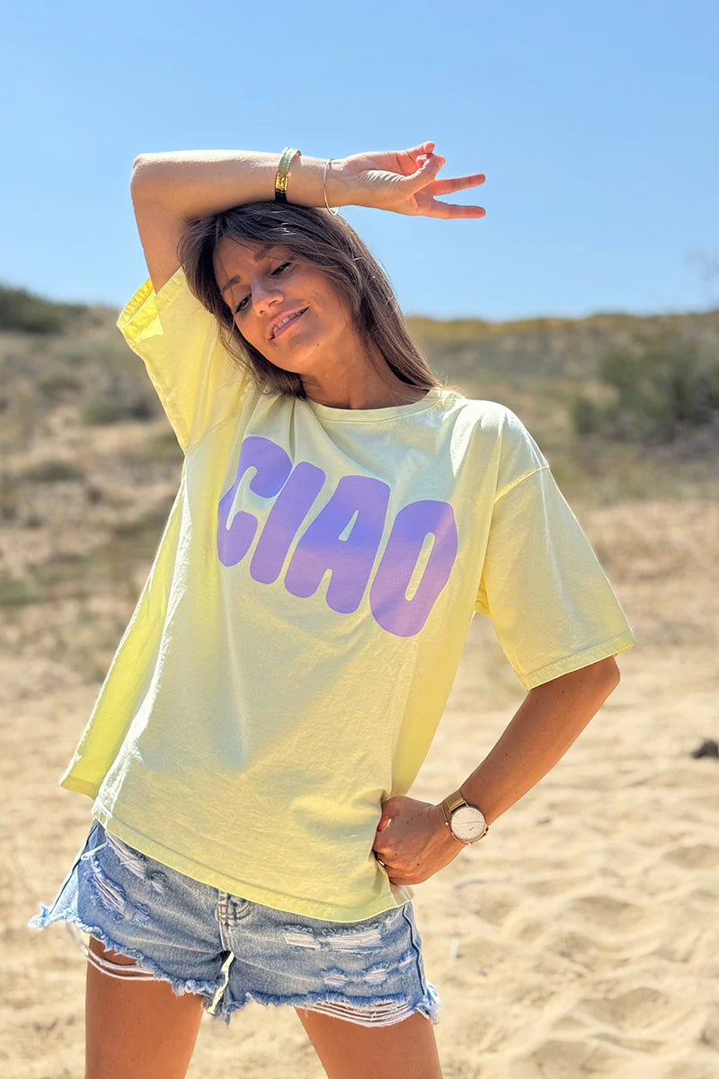 Butter Yellow “CIAO” Italian Tee