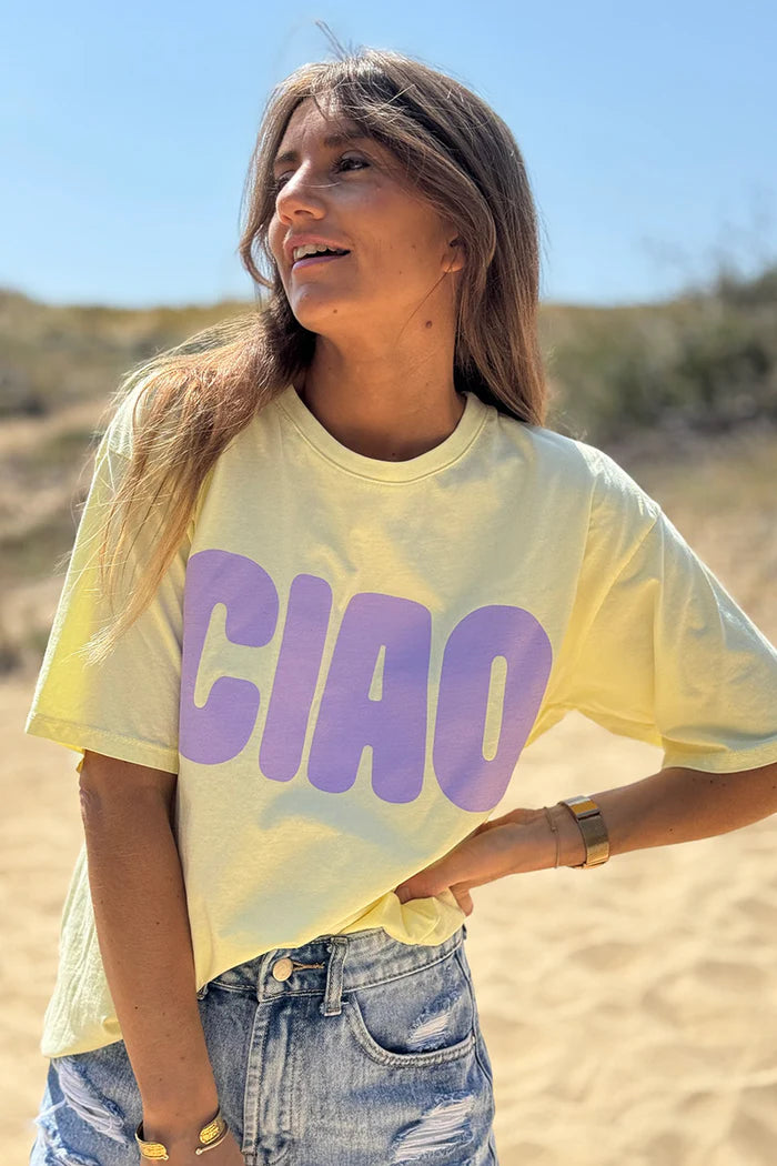 Butter Yellow “CIAO” Italian Tee
