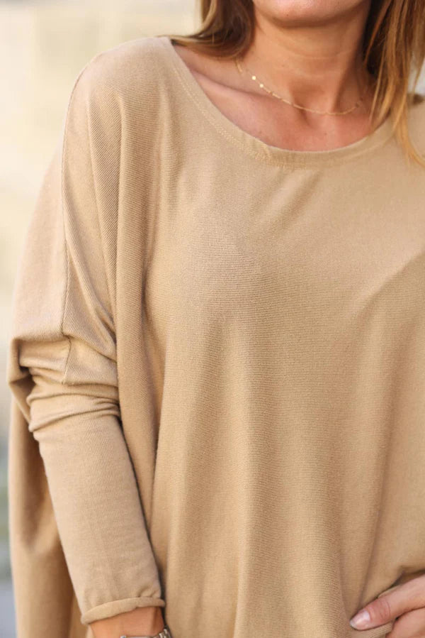 Camel Oversized Batwing Sweater