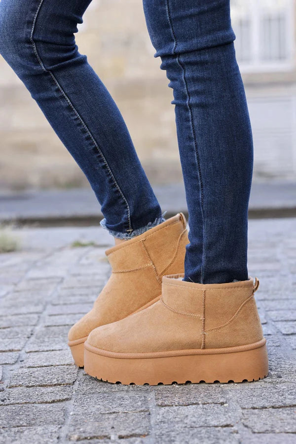 Hannah Camel Suedette Platform Comfort Mini Boots