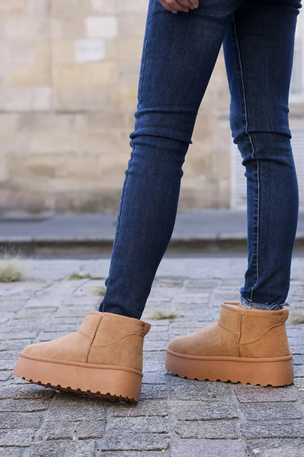 Hannah Camel Suedette Platform Comfort Mini Boots