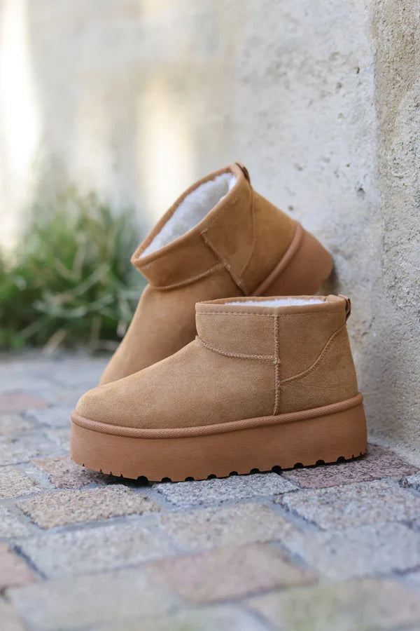 Hannah Camel Suedette Platform Comfort Mini Boots