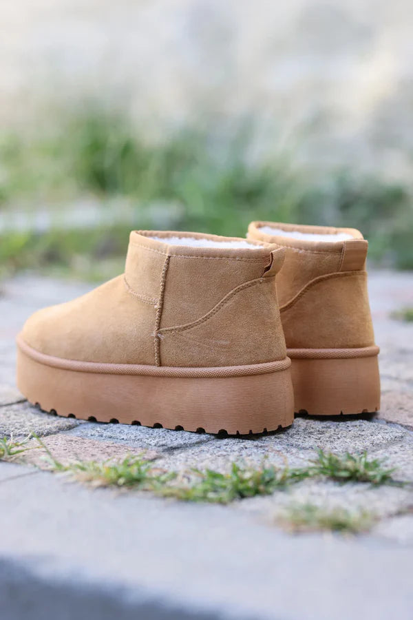 Hannah Camel Suedette Platform Comfort Mini Boots