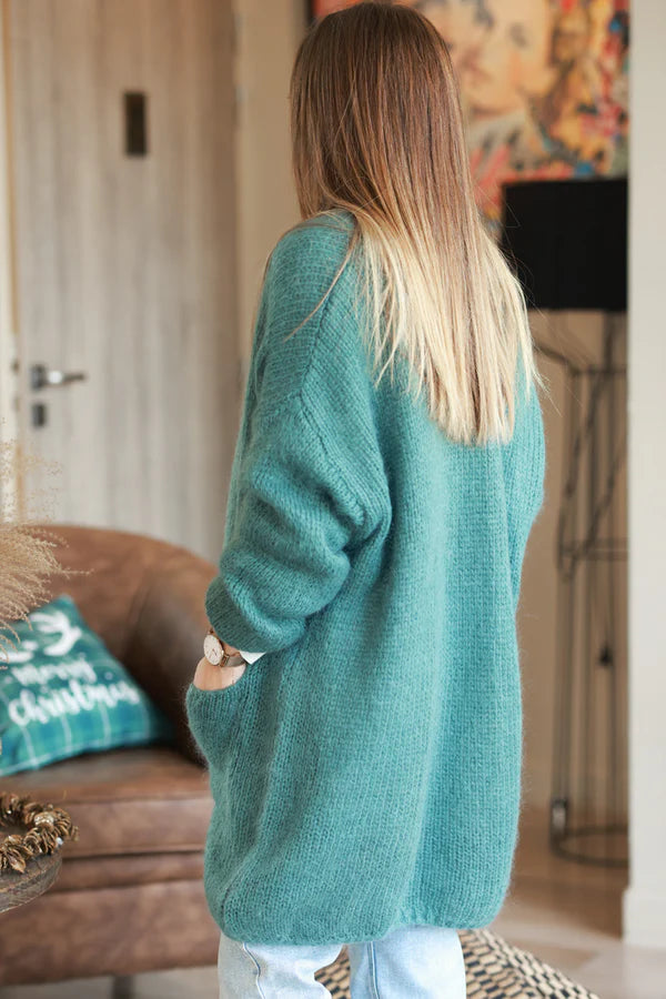 Celadon green Mohair Cardigan with Pockets