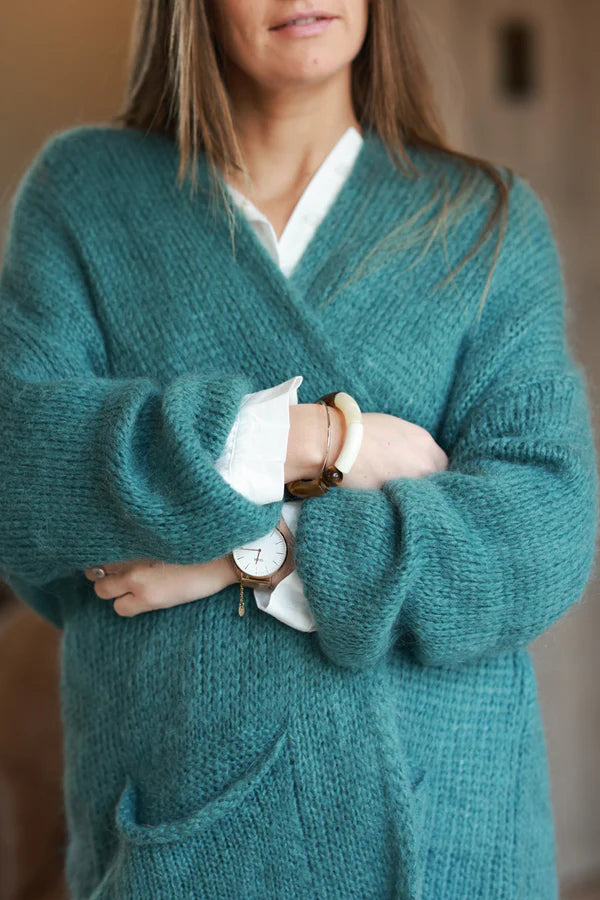 Celadon green Mohair Cardigan with Pockets