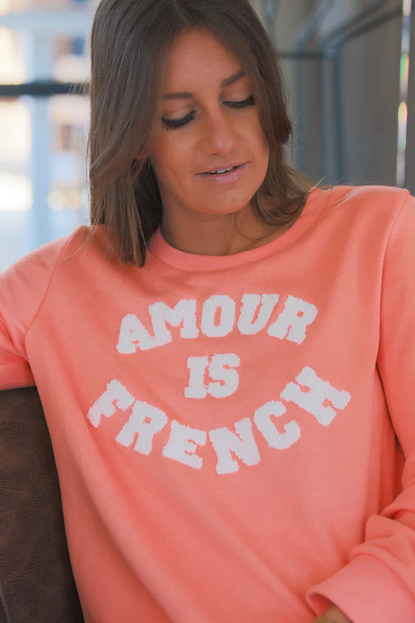 Coral “Amour is French” Long Sleeve Tee