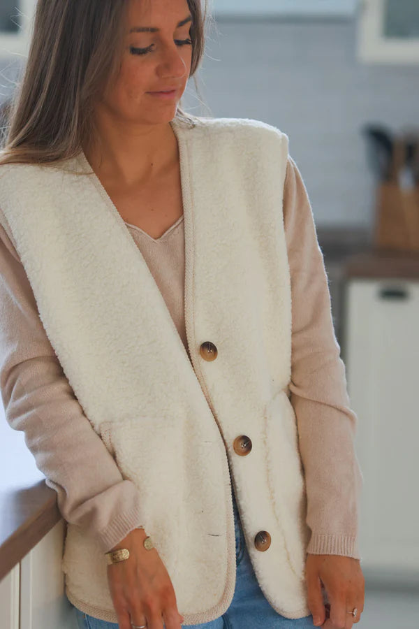 Cream Faux Shearling Vest