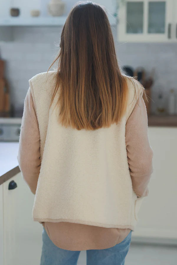 Cream Faux Shearling Vest