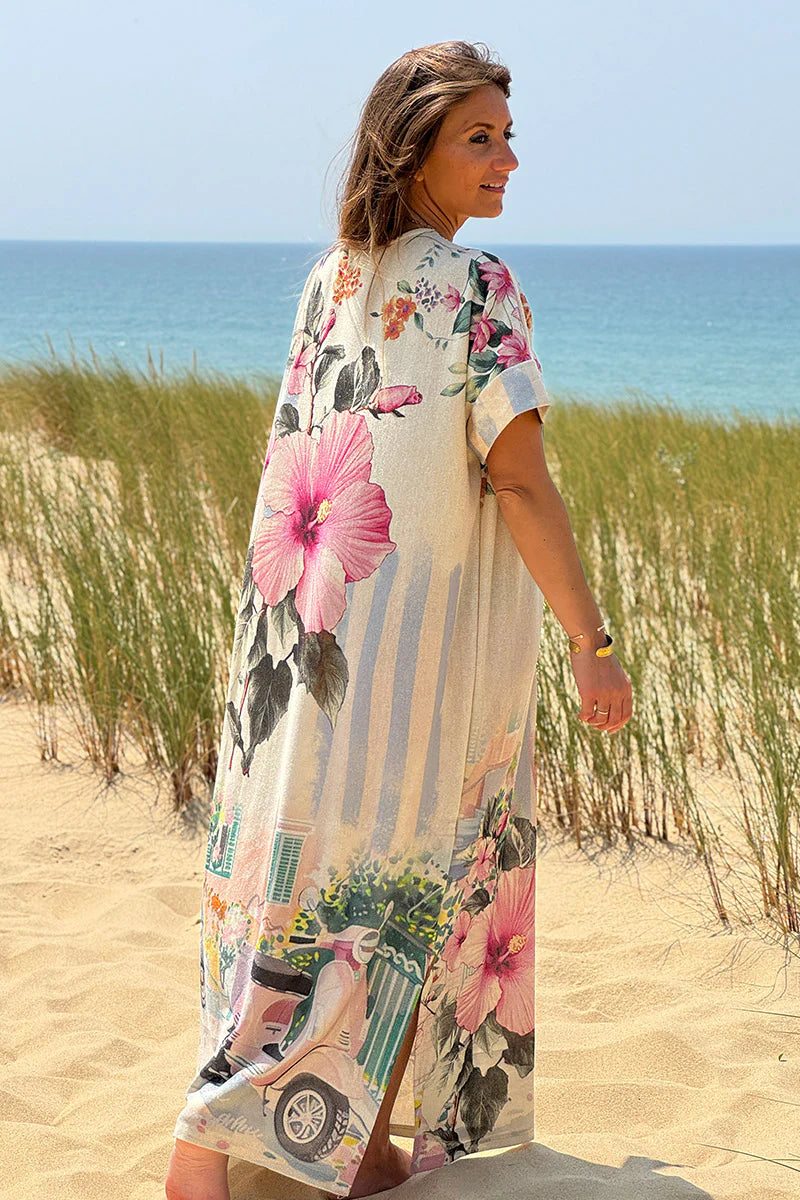 Cream Glitter Knit “La Dolce Vita” Caftan