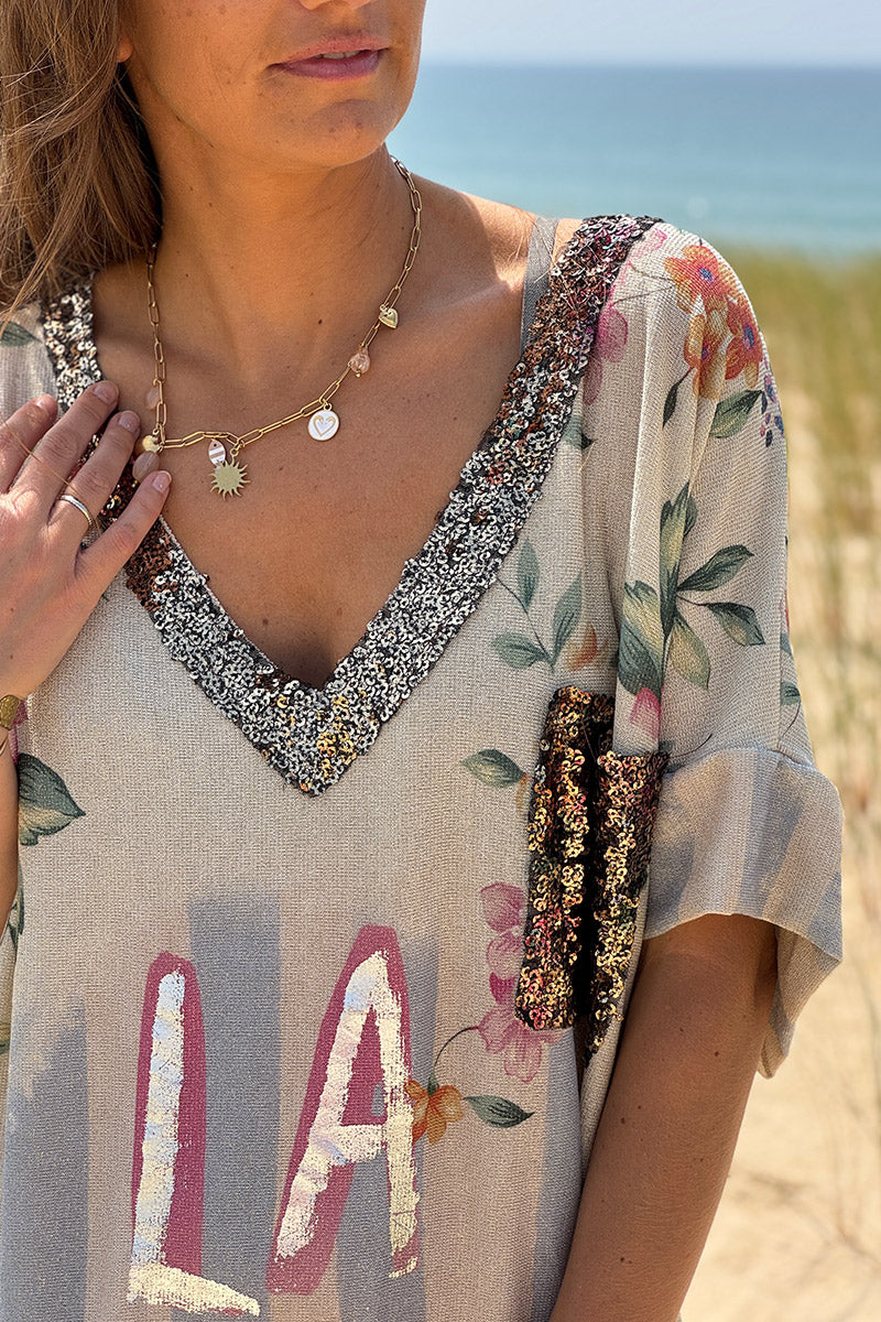 Cream Glitter Knit “La Dolce Vita” Caftan