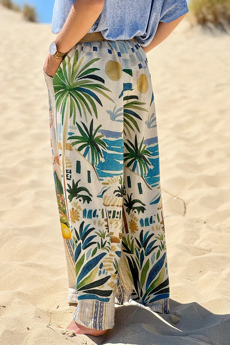 Cream “Italian Summer” Pull-On Pants