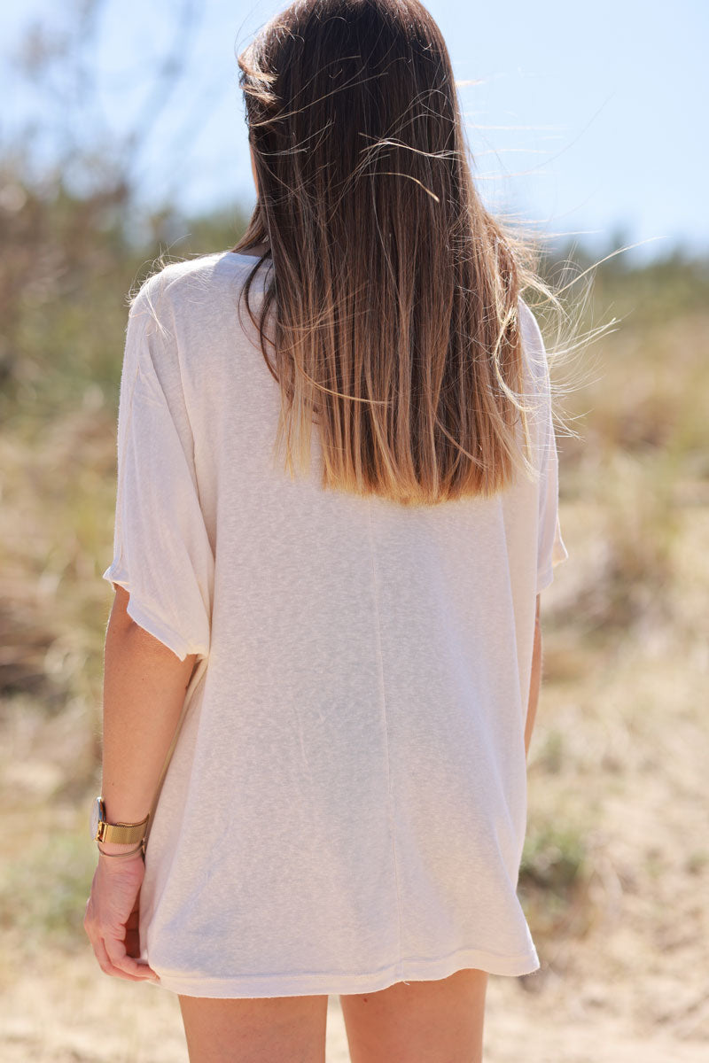 Cream Relaxed Fit Batwing Super Soft T-Shirt