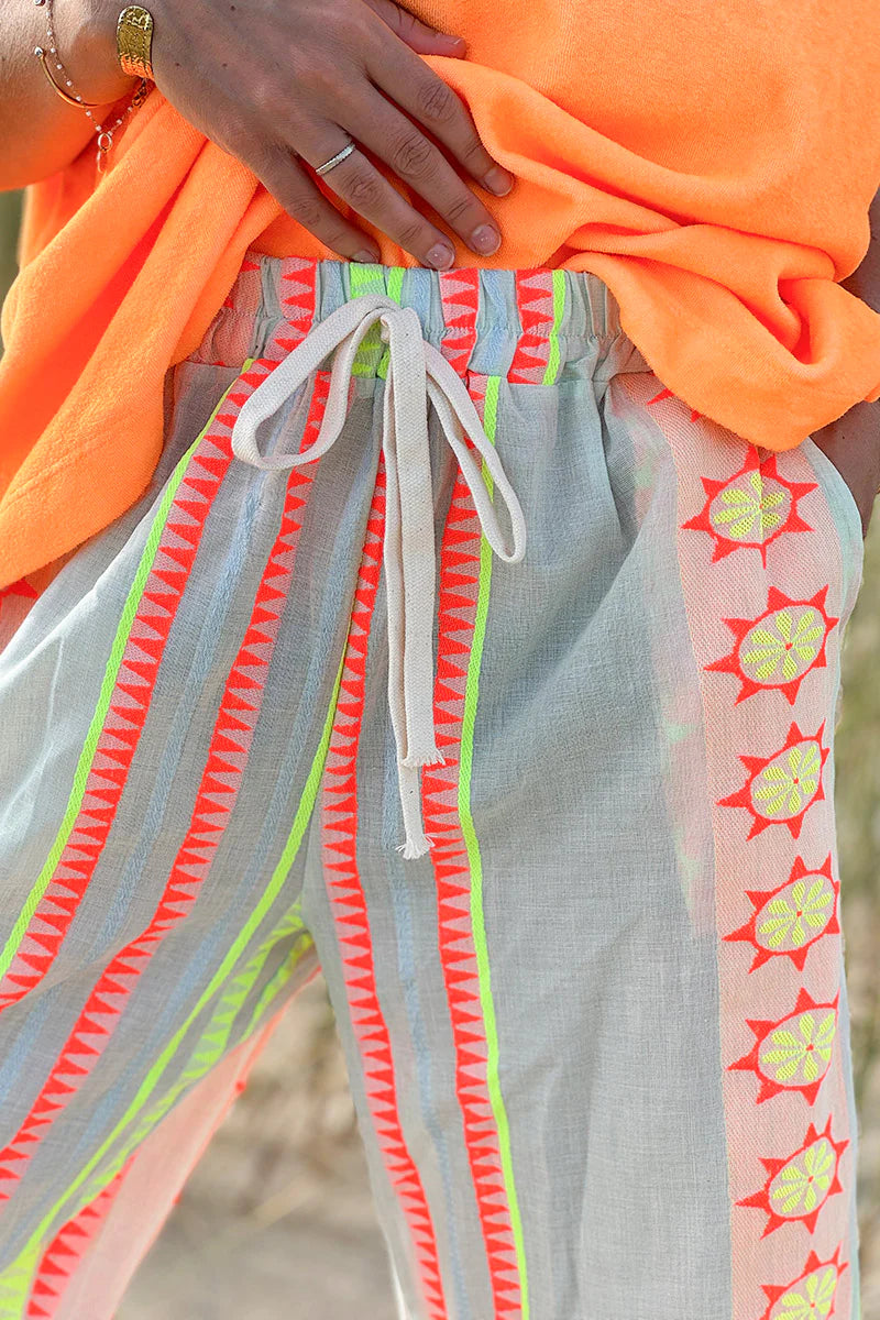 Cream Tribal Stripe Boho Pants