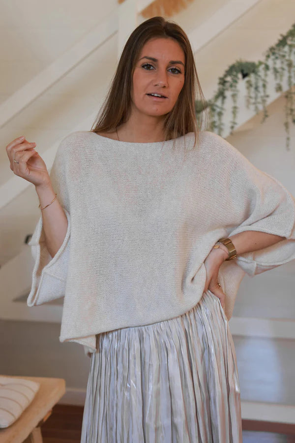 Cream Wool Blend Cropped Sweater