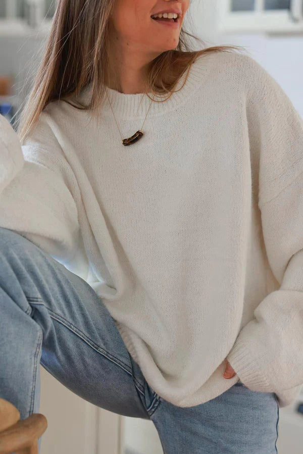 Cream Wool Blend Slouchy Sweater