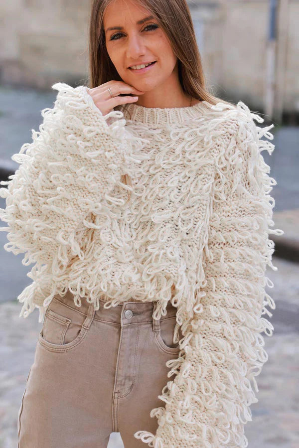 Cream Loop Knit Sweater