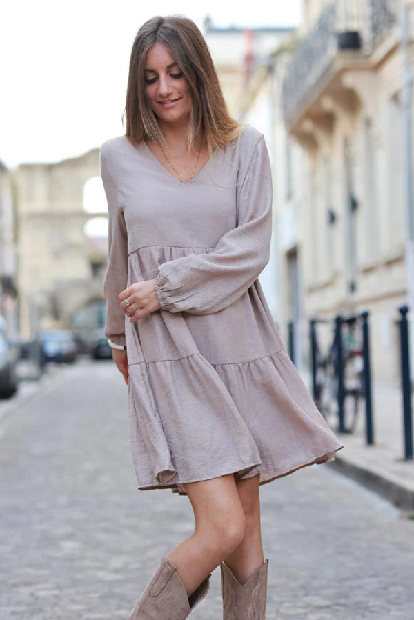 Ice brown dress with long sleeves