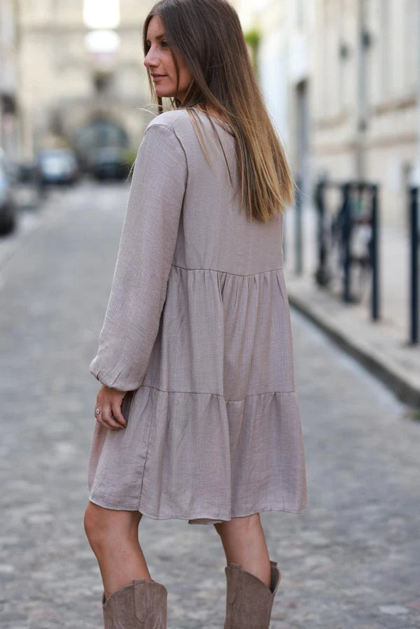 Ice brown dress with long sleeves